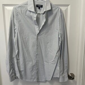 Express Men's Light Blue Plaid Shirt